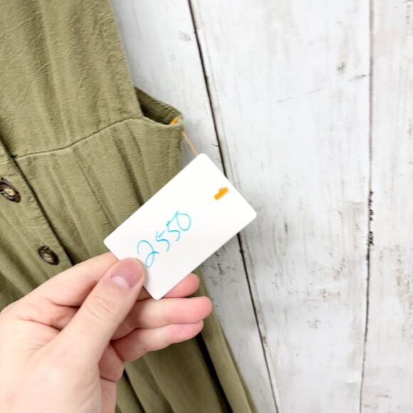 Sienna Sky Jumpsuit Women Size XS Olive Deep V-Neck Sleeveless Wide Leg Button - Picture 4 of 7